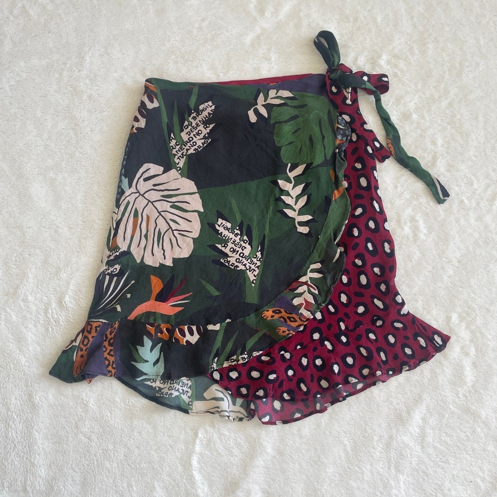 Farm Rio Belen Wrap Mini Skirt Wrap Size Small